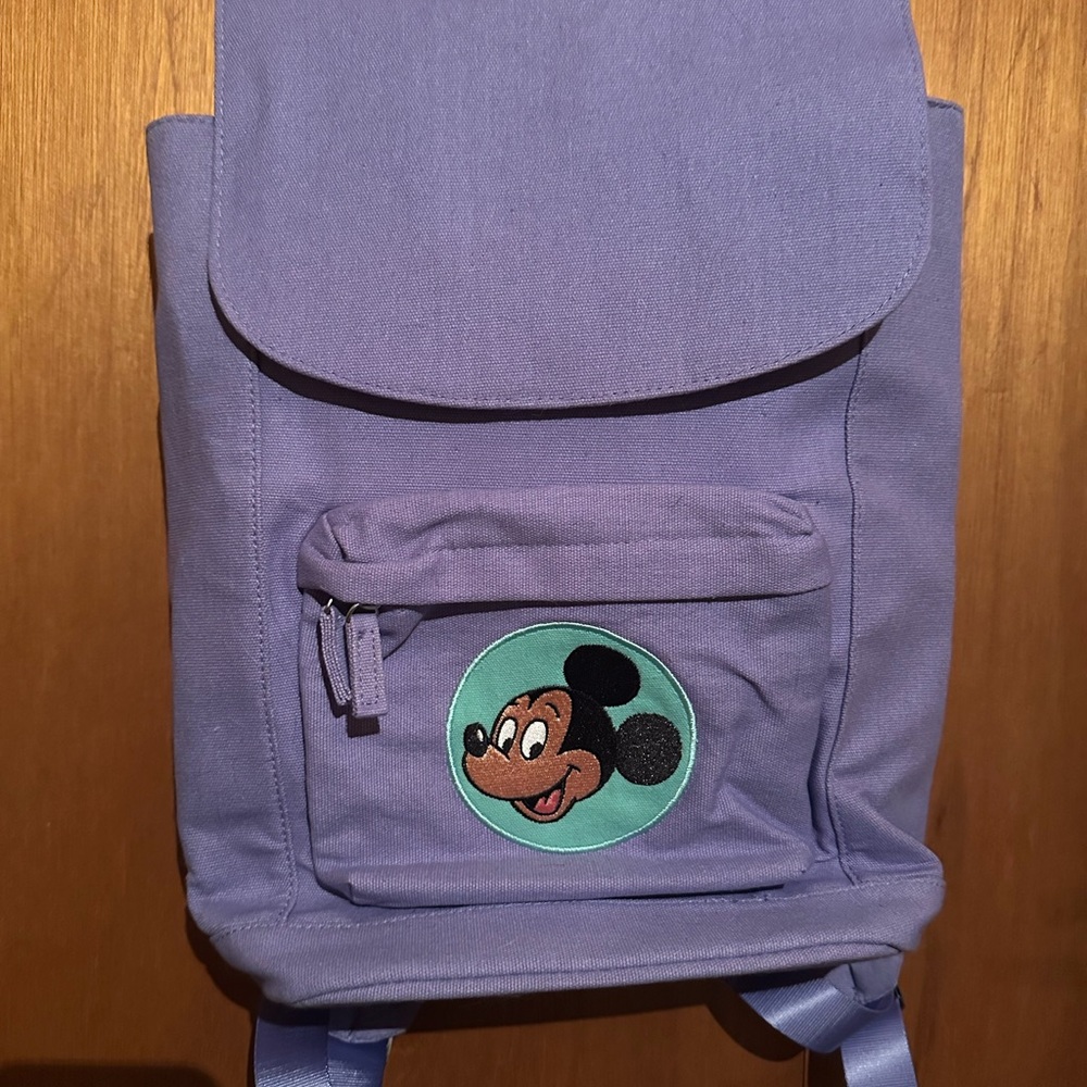 Vintage Purple Backpack with Mickey Mouse Patch